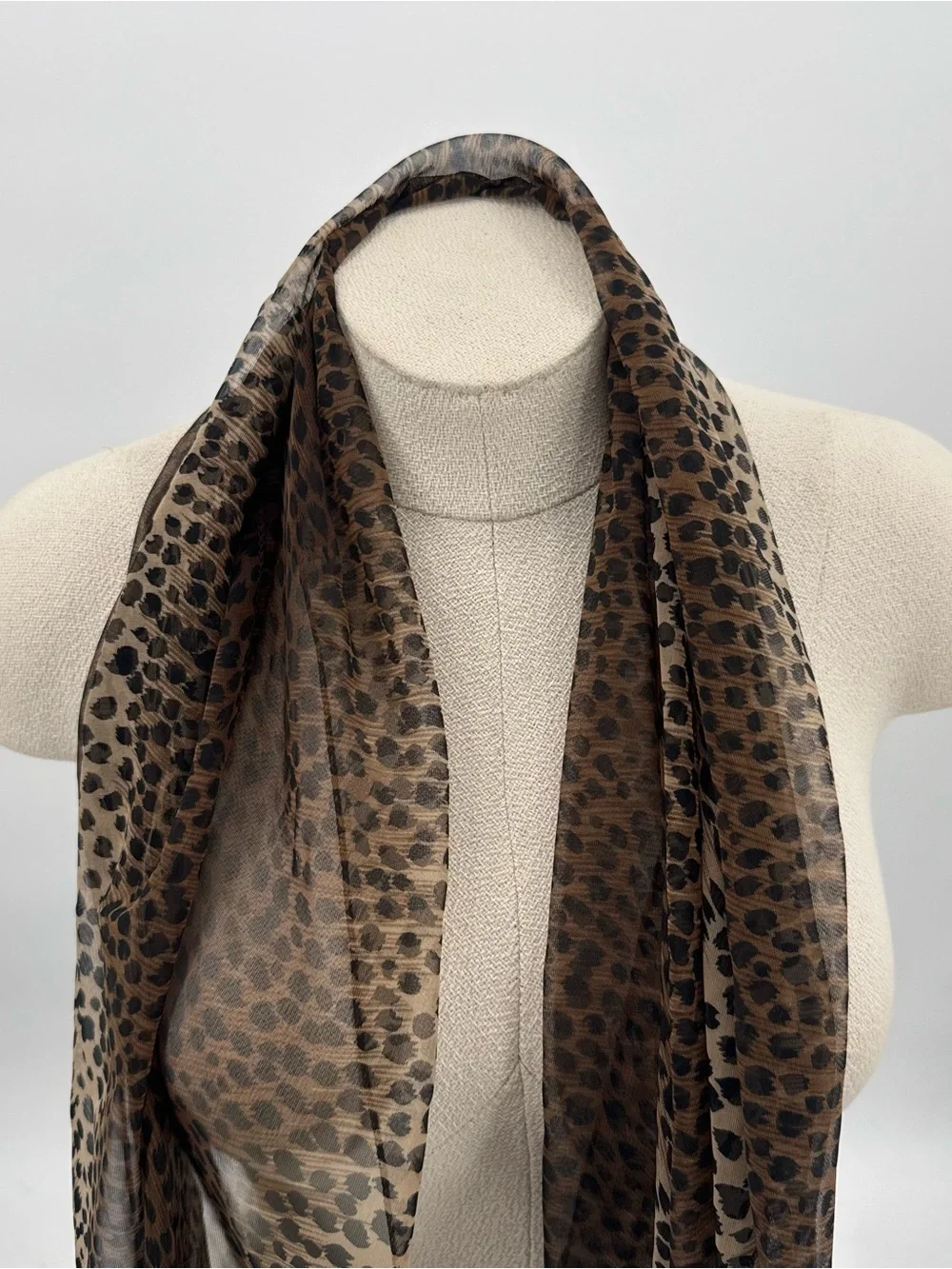Unbranded Cheetah Print Black & Brown Scarf Accessory Flowy Animal Print